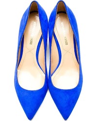 Nicholas Kirkwood Blue Suede Metallic Heel Pumps