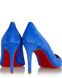 Christian Louboutin Pigalle 85 Suede Pumps Bright Blue
