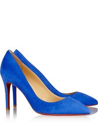 Christian Louboutin Pigalle 85 Suede Pumps Bright Blue