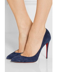 Christian Louboutin Pigalle Follies 100 Suede Pumps Navy