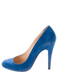 Christian Louboutin Suede Round Toe Pumps