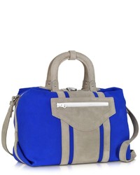 Carven Pelham Blue Fabric And Suede Handbag