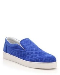 Blue Suede Slip-on Sneakers