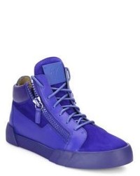 Giuseppe Zanotti Leather Suede Mid Top Sneakers