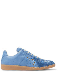 Maison Margiela Replica Paint Splattered Suede And Leather Sneakers