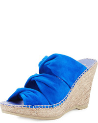 Andre Assous Andr Assous Sun Strappy Suede Wedge Slide Sandal Cobalt