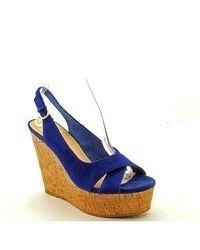 Dolce Vita Jill Blue Suede Wedge Sandals Shoes Uk 5