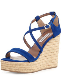Tabitha Simmons Jenny Suede Espadrille Wedge Sandal Navy