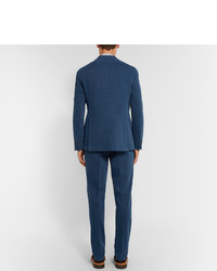 Boglioli Blue Slim Fit Gart Dyed Stretch Cotton Twill Suit