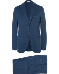 Boglioli Blue Slim Fit Gart Dyed Stretch Cotton Twill Suit