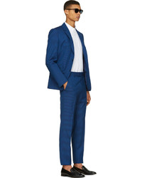 Alexander McQueen Blue Wool Classic Candy Stripe Suit
