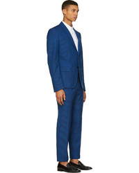 Alexander McQueen Blue Wool Classic Candy Stripe Suit