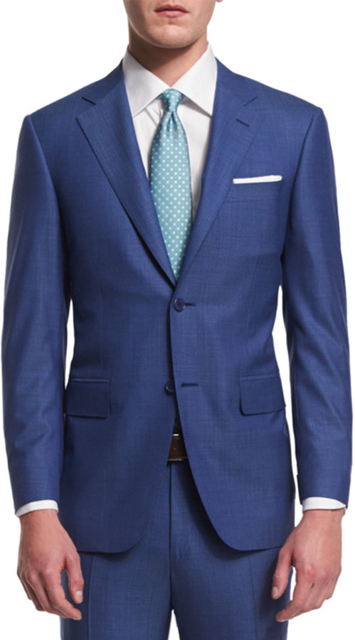 Canali Sienna Contemporary Fit Micro Tic Stripe Suit Blue, $1,895 ...