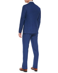 Isaia Solid Two Button Suit Blue