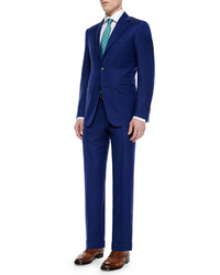 Canali Textured Two Piece Suit Blue