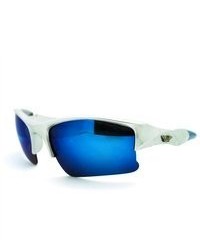 106Shades Baseball Sports Half Rim Light Weight Warp Sunglasses Silver Blue