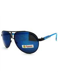 106Shades Biohazard Revo Lens Color Metal Frame Aviator Sunglasses Black Blue