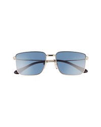 Prada 56mm Rectangular Sunglasses In Bluepale Golddark Blue At Nordstrom