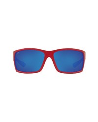 Costa Del Mar 64mm Mirrored Polarized Rectangular Sunglasses