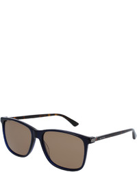 Gucci Acetate Square Sunglasses Dark Bluetortoiseshell