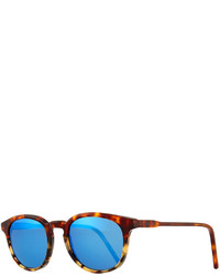 Kyme Anto Round Colorblock Mirror Sunglasses Tortoiseblue