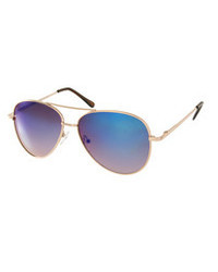 Asos Aviator Sunglasses With Blue Mirrored Lens
