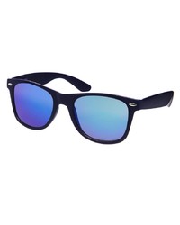 Asos Navy Retro Sunglasses With Blue Mirrored Lens
