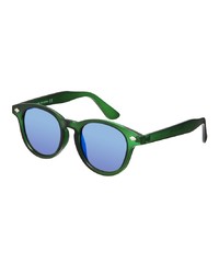 Asos Preppy Wayfarer Sunglasses In Matt Green With Color Mirror Lens