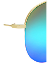 Victoria Beckham Aviator Style Gold Tone Mirrored Sunglasses