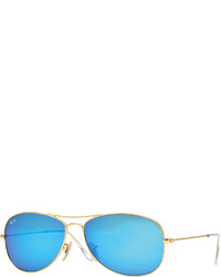 Ray-Ban Aviator Sunglasses With Blue Mirror Lens Golden