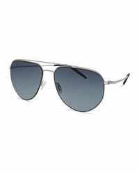 Barton Perreira B010 Aviator Sunglasses Silvermatte Navynight Blue Gradient