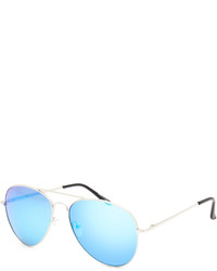 Blue Crown Mirrored Aviator Sunglasses