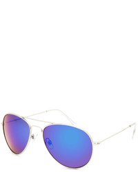 Blue Crown Mirrored Aviator Sunglasses