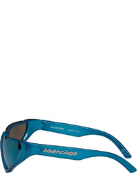 Balenciaga Blue Exaggerated Sport Goggle Sunglasses