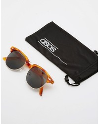Asos Brand Retro Sunglasses In Honey Tort