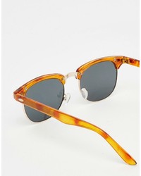 Asos Brand Retro Sunglasses In Honey Tort