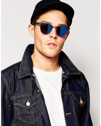 Asos Brand Retro Sunglasses With Blue Mirror Lens