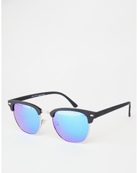 Asos Brand Retro Sunglasses With Blue Mirror Lens