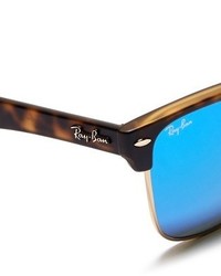 Ray-Ban Clubmaster Matte Acetate Browline Oversized Mirror Sunglasses
