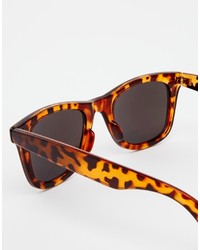 Asos Collection Square Sunglasses With Blue Mirror Lens