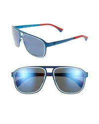 Emporio Armani 58mm Square Logo Sunglasses Matte Electric Blue None