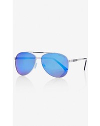 Express Mirrored Blue Lens Aviator Sunglasses