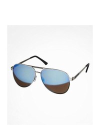 Express Mirrored Blue Lens Aviator Sunglasses