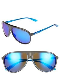 Carrera Eyewear 61mm Aviator Sunglasses Shiny Black Grey Mirror