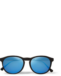 Illesteva Hudson Round Frame Acetate Mirrored Sunglasses