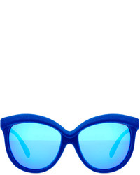 Italia Independent I Plastic Velvet Textured Enhanced Brow Striped Mirror Sunglasses