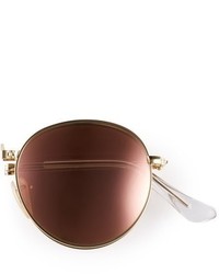 Ray-Ban Icons 50mm Folding Sunglasses Gold Brown Mirror Pink