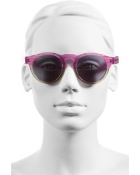 Illesteva Leonard 47mm Sunglasses Amber Tortoise Pink Mirror