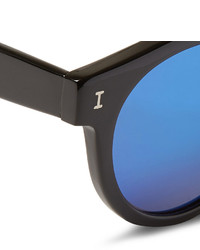 Illesteva Leonard Round Frame Acetate Mirrored Sunglasses