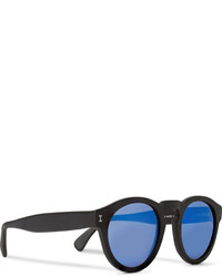 Illesteva Leonard Round Frame Matte Acetate Mirrored Sunglasses